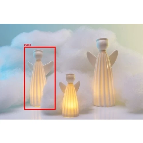 Bomboniera Solidale Comunione Cuorematto: Angelo in Porcellana con Luce LED cm.15