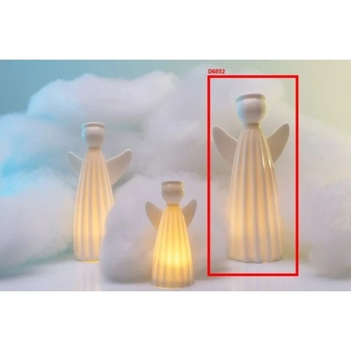 Bomboniera Solidale Comunione Cuorematto: Angelo in Porcellana con Luce LED cm.18