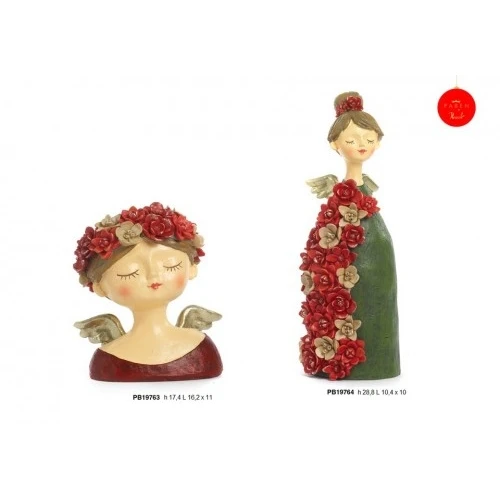 ANGELO MEZZOBUSTO CON CORONA DI FIORI 17.4 CM. RESINA