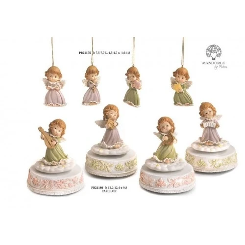ANGELO CON STRUMENTO MUSICALE 12.4 CM. RESINA CARILLON