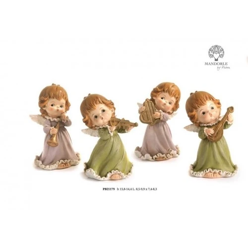 ANGELO CON STRUMENTO MUSICALE 14.4 CM. RESINA