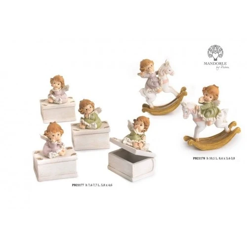 ANGELO SU CAVALLO A DONDOLO 10.1 CM. RESINA