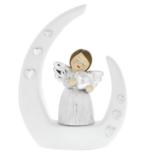 ANGIOLETTO SU BASE STILIZZATA BIANCA - CON CUORE CM.14