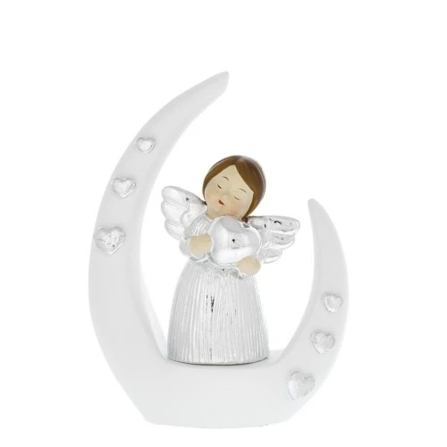 ANGIOLETTO SU BASE STILIZZATA BIANCA - CON CUORE CM.9