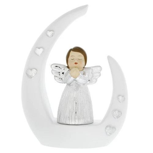 ANGIOLETTO SU BASE STILIZZATA BIANCA - CON MANI GIUNTE CM.14