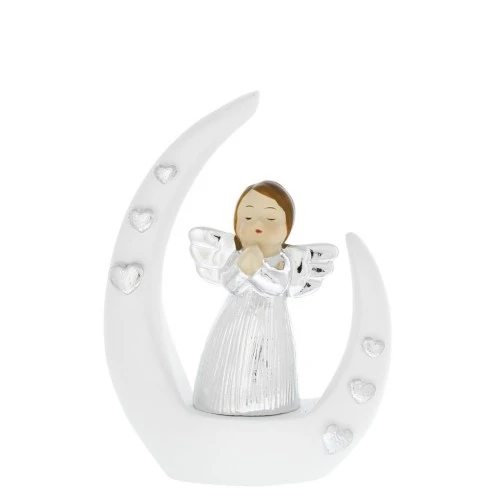 ANGIOLETTO SU BASE STILIZZATA BIANCA - CON MANI GIUNTE CM.9