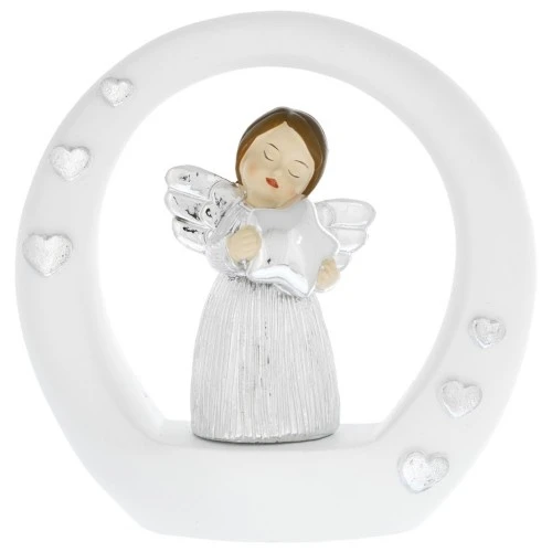 ANGIOLETTO SU CERCHIO STILIZZATO BIANCO - CON STELLA CM.12