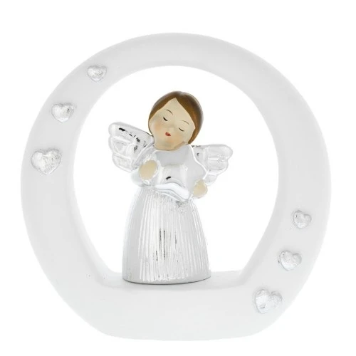 ANGIOLETTO SU CERCHIO STILIZZATO BIANCO - CON STELLA CM.8