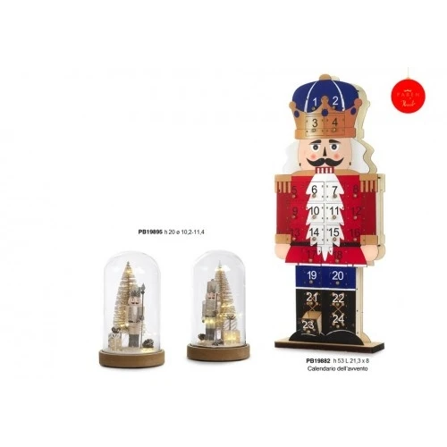 ANTICO GENERALE 20 CM. 2 AS. LEGNO RESINA CAMPANA VETRO LUCI