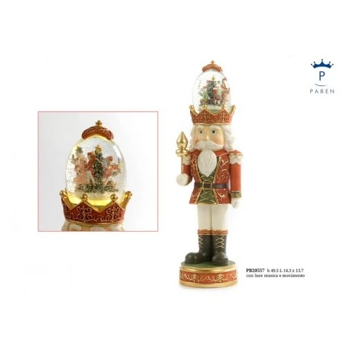 ANTICO GENERALE CON GLOBO 49.5 CM. RESINA VETRO LUCE MUSICA MOVIMENTO