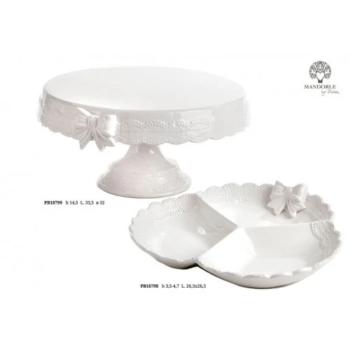 ANTIPASTIERA/MERLETTO FIOCCO 26.3 CM. CERAMICA