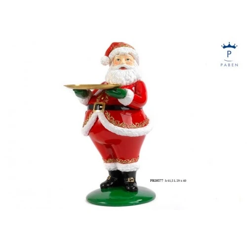 BABBO NATALE CON PIATTO 61.5 CM. RESINA METALLO