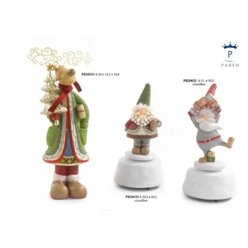 BABBO NATALE DANZANTE CON DONI 21 CM. RESINA CARILLON