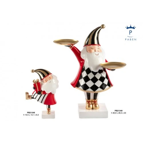 BABBO NATALE SPIRITOSO CON PACCO DONO 19.5 CM. RESINA