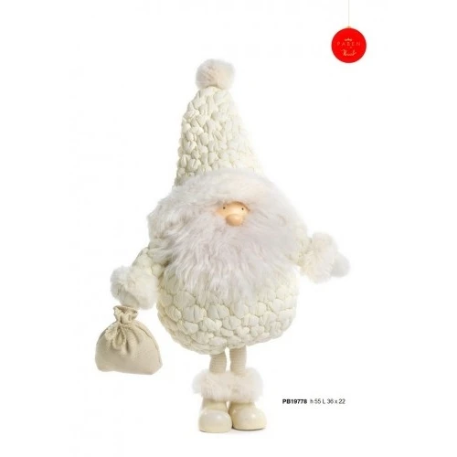 BABBO NATALE SPIR. CON SACCO 55 CM. RESINA STOFFA