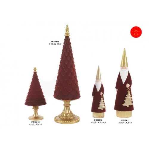 BABBO NATALE STIL/ALBERO NAT. 22.6 CM. RESINA FLOC. MET.