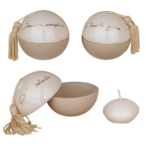 BOMBONIERA BALL PORTA CANDELINA SFERA NATURA DM.7