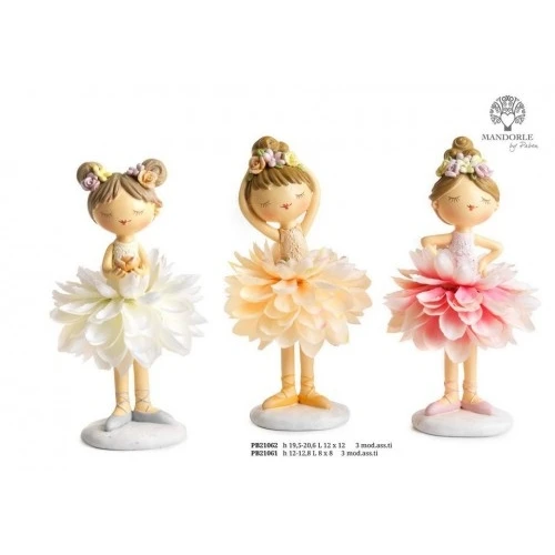 BALLERINA CON VESTITO FIORE 20.6 CM. RESINA STOFFA