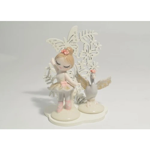 BALLERINA ROSA E CIGNO C/FARFALLE