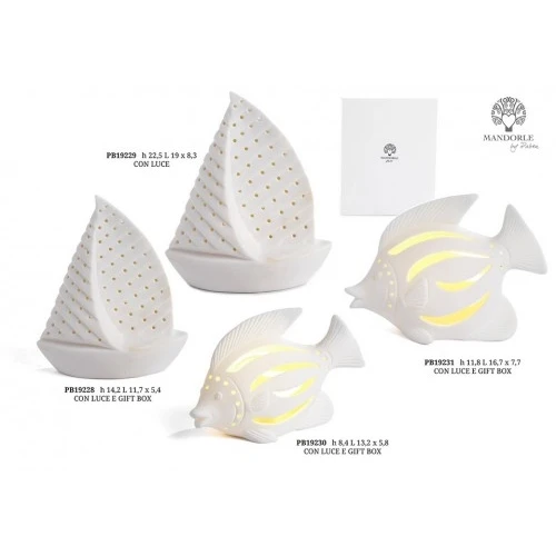 BARCA A VELA 22.5 CM. PORCELLANA LUCE