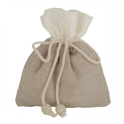 PORTA CONFETTI NATURAL BAG CM.10X12 BORDO BIANCO
