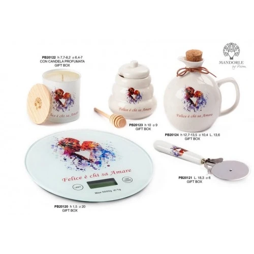 BILANCIA DA CUCINA CON INNAMORATI 20 CM. VETRO PLASTICA 