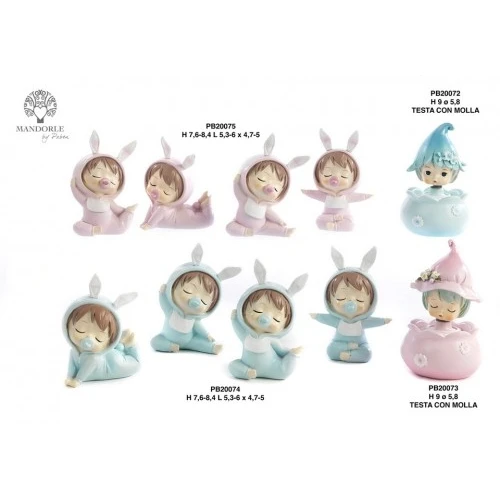 BIMBA CON COPRICAPO ROSA 8.4 CM. RESINA