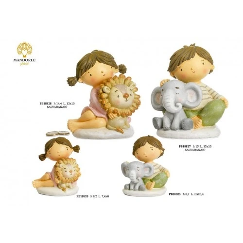 BIMBA SEDUTA LEONCINO 8.2 CM. RESINA