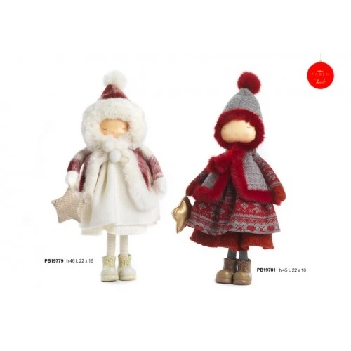 BIMBA SPIR. CON CAPPOTTO LANA 45 CM. RESINA STOFFA