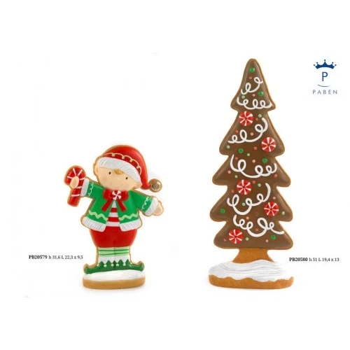 BISCOTTO MARZAPANE A FORMA DI ALBERO DI NATALE 51 CM. RESINA