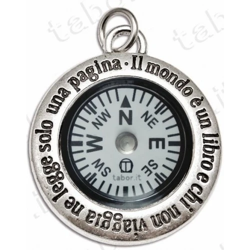 Bomboniera ciondolo bussola il mondo è un libro tema Viaggio
