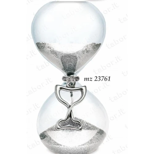 Bomboniera clessidra grande sabbia argento comunione