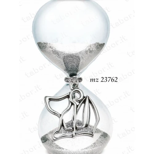 Bomboniera clessidra grande sabbia argento comunione cresima