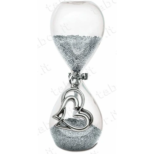 Bomboniera clessidra sabbia argento cuore