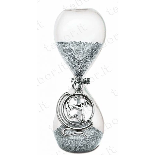 Bomboniera clessidra sabbia argento globo