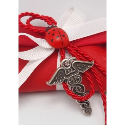 Bomboniera laurea charm caduceo in metallo