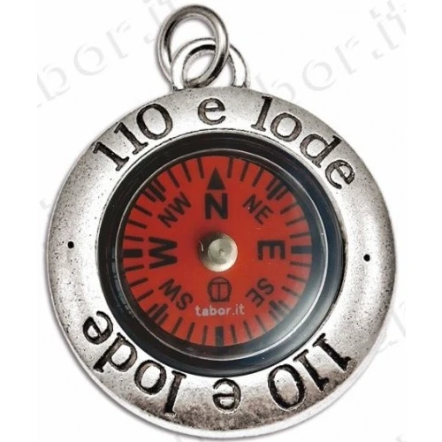 Bomboniera laurea ciondolo bussola rossa 110 e lode