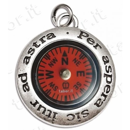 Bomboniera laurea ciondolo bussola rossa Per aspera sic itur ad astra