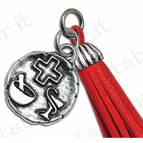 Bomboniera laurea ciondolo farmacia con nappina rossa