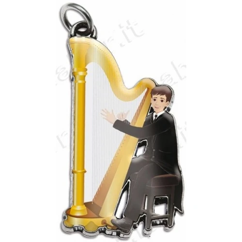 Bomboniera laurea in musica ciondolo arpa uomo smaltato