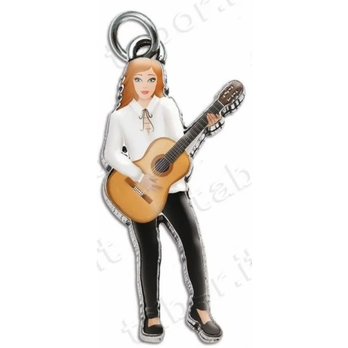 Bomboniera laurea in musica ciondolo chitarra classica donna smaltato