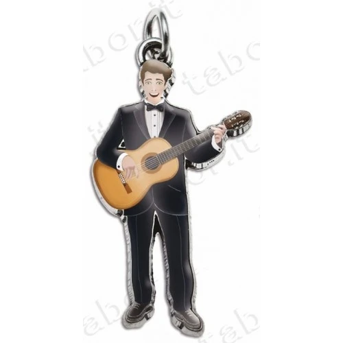 Bomboniera laurea in musica ciondolo chitarra classica uomo smaltato