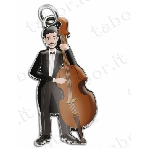 Bomboniera laurea in musica ciondolo contrabbasso uomo smaltato