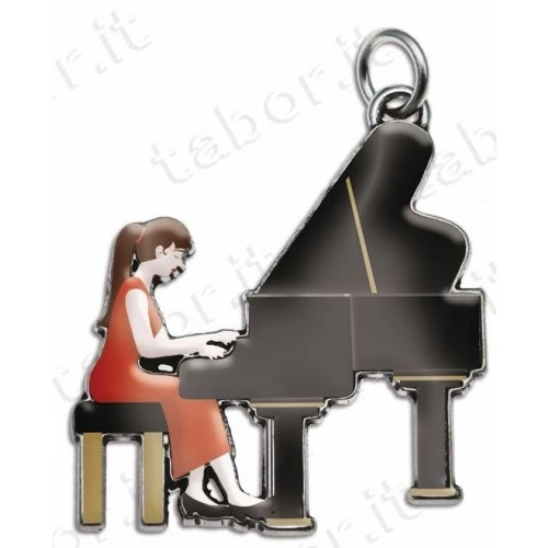 Bomboniera laurea in musica ciondolo pianoforte donna smaltato