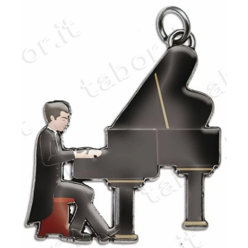 Bomboniera laurea in musica ciondolo pianoforte uomo smaltato
