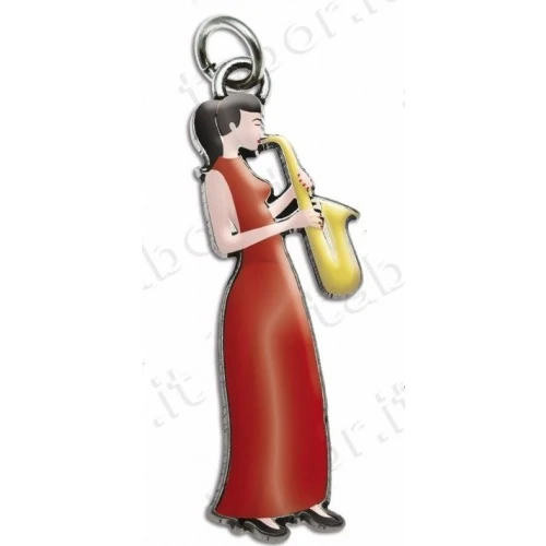 Bomboniera laurea in musica ciondolo sassofono donna smaltato