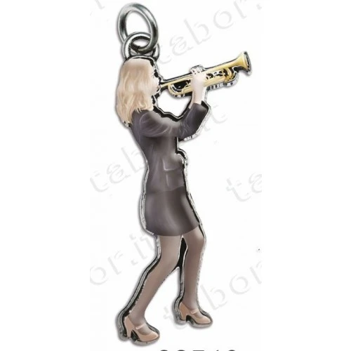 Bomboniera laurea in musica ciondolo tromba donna smaltato