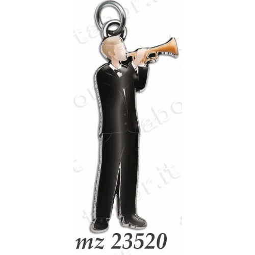 Bomboniera laurea in musica ciondolo tromba uomo smaltato