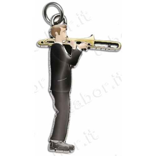 Bomboniera laurea in musica ciondolo trombone uomo smaltato