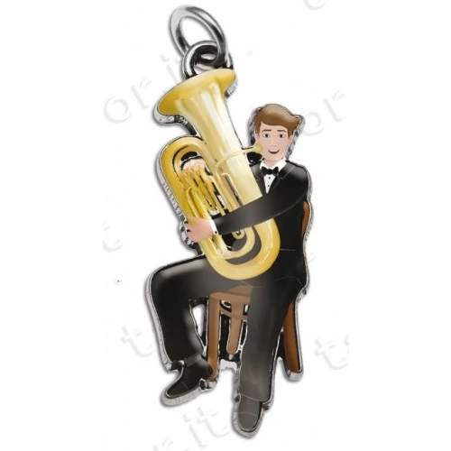 Bomboniera laurea in musica ciondolo tuba uomo smaltato